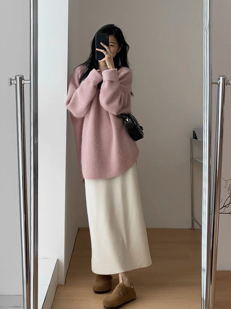 ニットセーター レディース オーバーサイズ ゆったり スリット入 ニット ロング丈 ミドル丈セーター トップス カットソー 秋物 秋冬 シンプル 通勤 OL おしゃれ 可愛い 体型カバー ニットトップス 50代 30代 40代 送料無料
