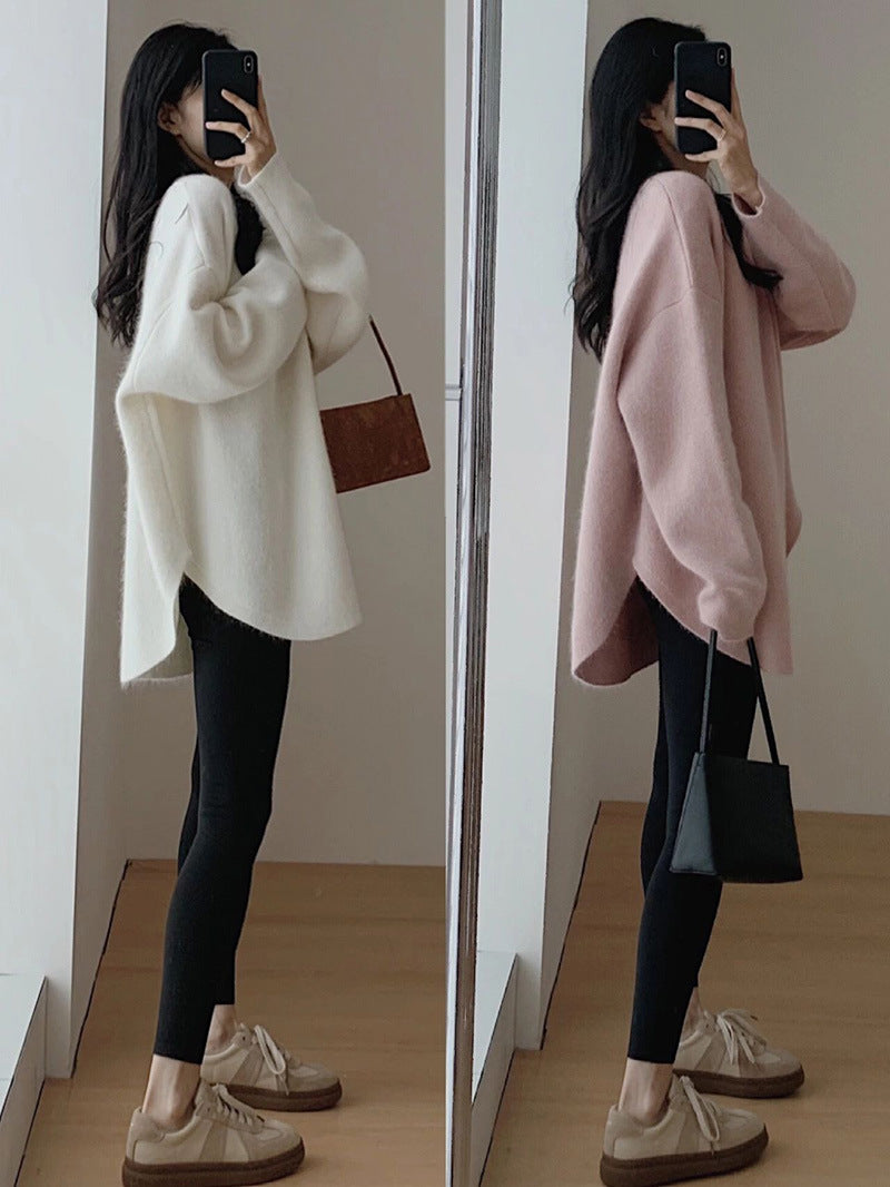 ニットセーター レディース オーバーサイズ ゆったり スリット入 ニット ロング丈 ミドル丈セーター トップス カットソー 秋物 秋冬 シンプル 通勤 OL おしゃれ 可愛い 体型カバー ニットトップス 50代 30代 40代 送料無料