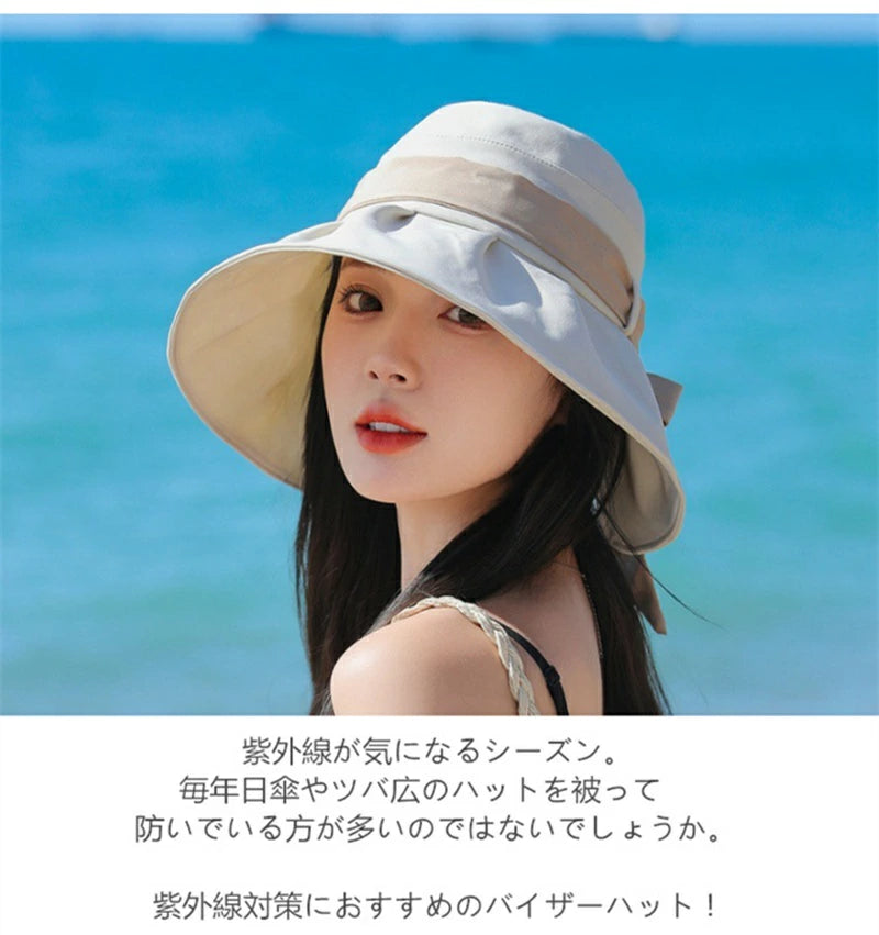 蝶ネクタイ漁師帽夏の新型庇付きサンバイザーおしゃれシンプルカジュアルサンバイザー紫外線対策日焼け止め