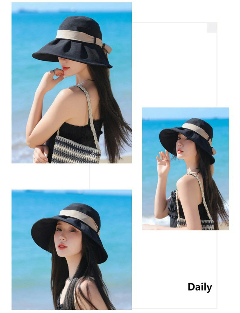蝶ネクタイ漁師帽夏の新型庇付きサンバイザーおしゃれシンプルカジュアルサンバイザー紫外線対策日焼け止め