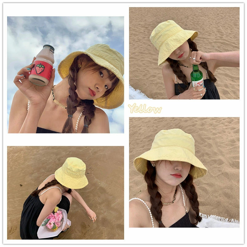 バケットハット レディース 帽子 UVカット ハット 夏用 韓国 日よけ 折りたたみ 遮光100％ 完全遮光 ヘルメット 収納 深め おしゃれ 小顔効果 かぶる日傘 ガーリー 便利 ハワイアン 山 春 海 自転車 無地 シンプル メンカラー 水色