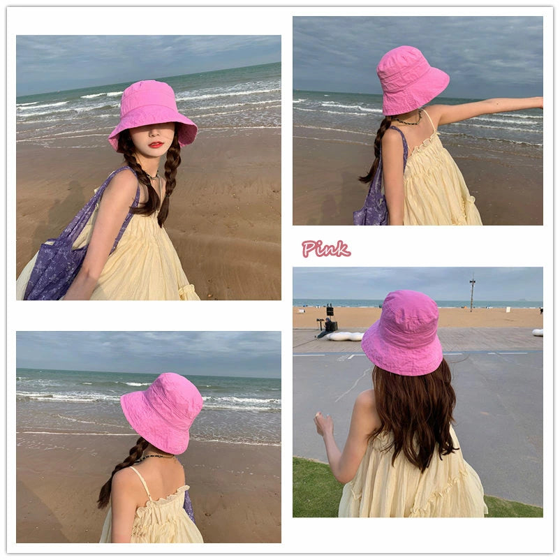 バケットハット レディース 帽子 UVカット ハット 夏用 韓国 日よけ 折りたたみ 遮光100％ 完全遮光 ヘルメット 収納 深め おしゃれ 小顔効果 かぶる日傘 ガーリー 便利 ハワイアン 山 春 海 自転車 無地 シンプル メンカラー 水色